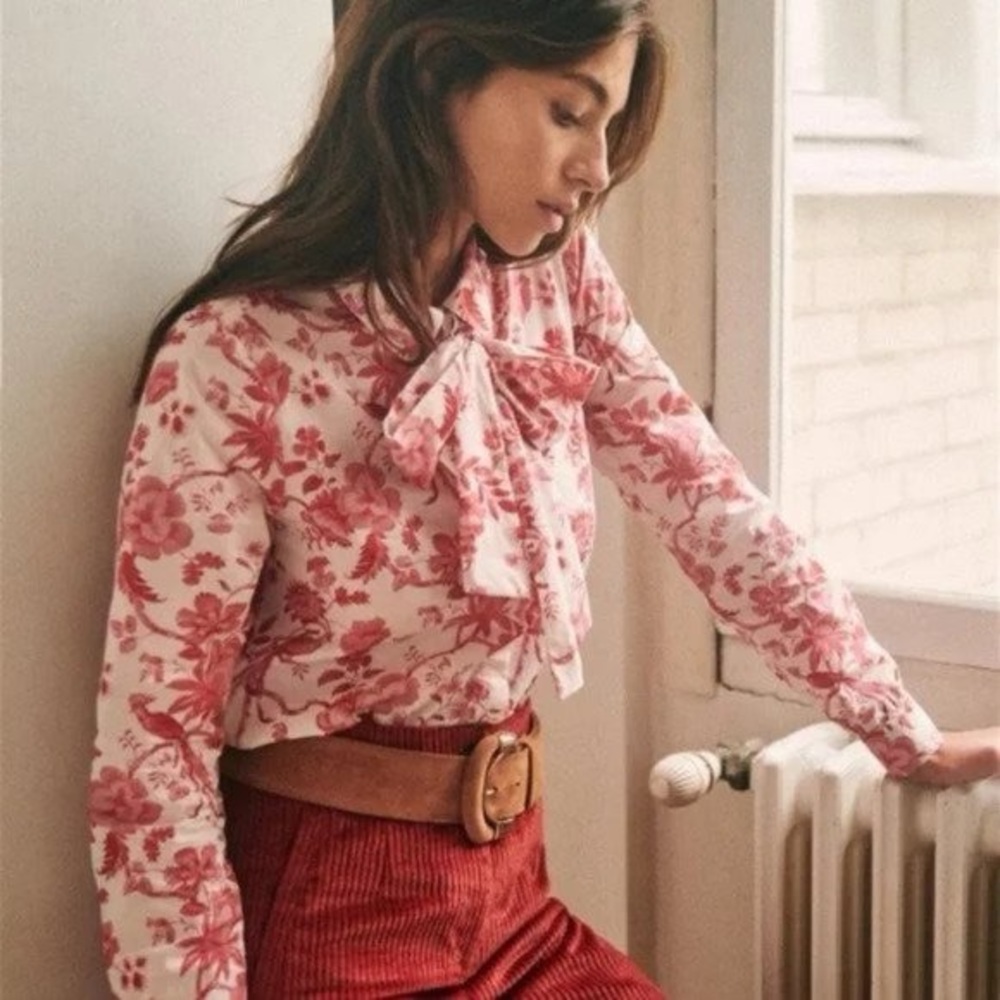 Sézane Chemise Lives Blouse _ Liberty Rouge _ Size 34